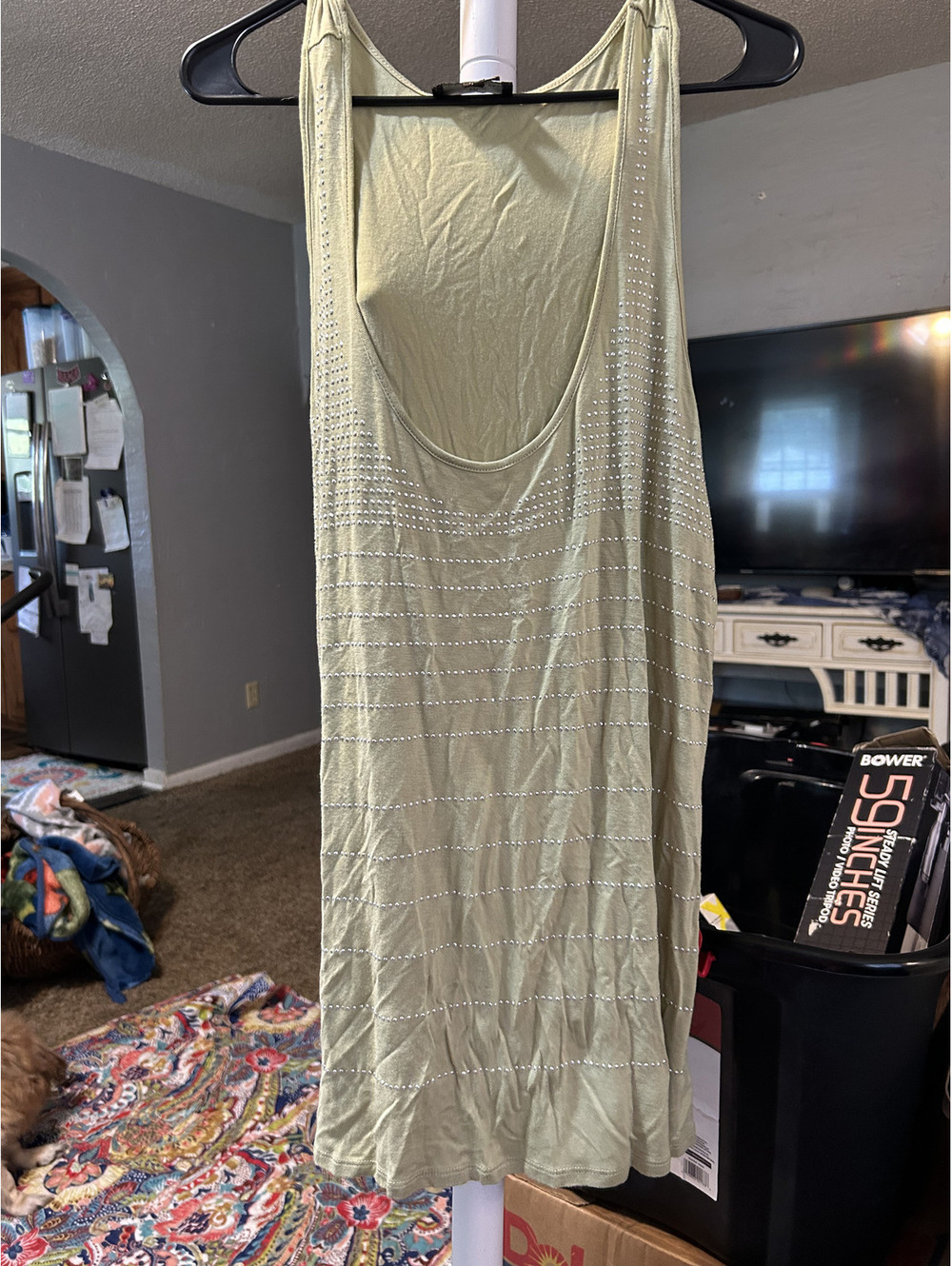Fenn Wright Manson XL Light Green Sleeveless Dress with Silver Stud Detailing